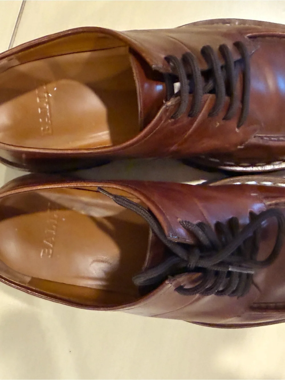 Bally Brown Leather Derby Shoes with Black Laces